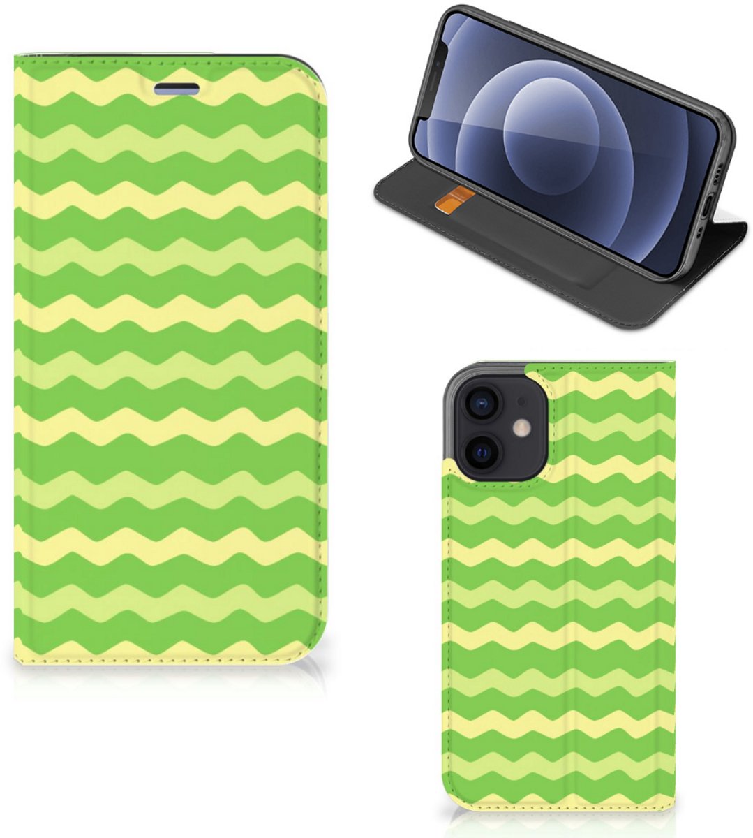 iPhone 12 Mini Hoesje met Magneet Waves Green