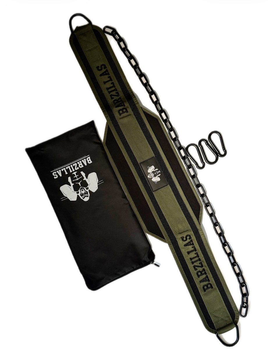 Barzillas Dip Belt Padded L – Dipping Belt met Ketting & 3 Karabiners – Voor Weighted Dips, Pull-ups & Chin-ups – Verstelbaar Gewichthefriem
