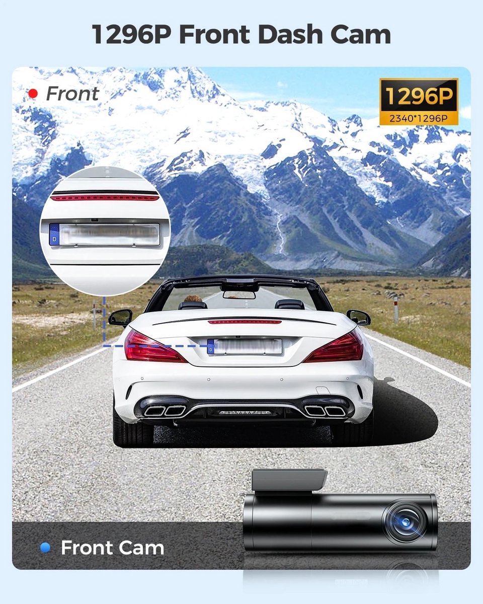 Dash Cam 1296P Camera met WiFi WDR Auto DVR 150 ° FOV App Controle Dash Camera Recorder Spraakbesturing 24H Parkeermodus – foto 6
