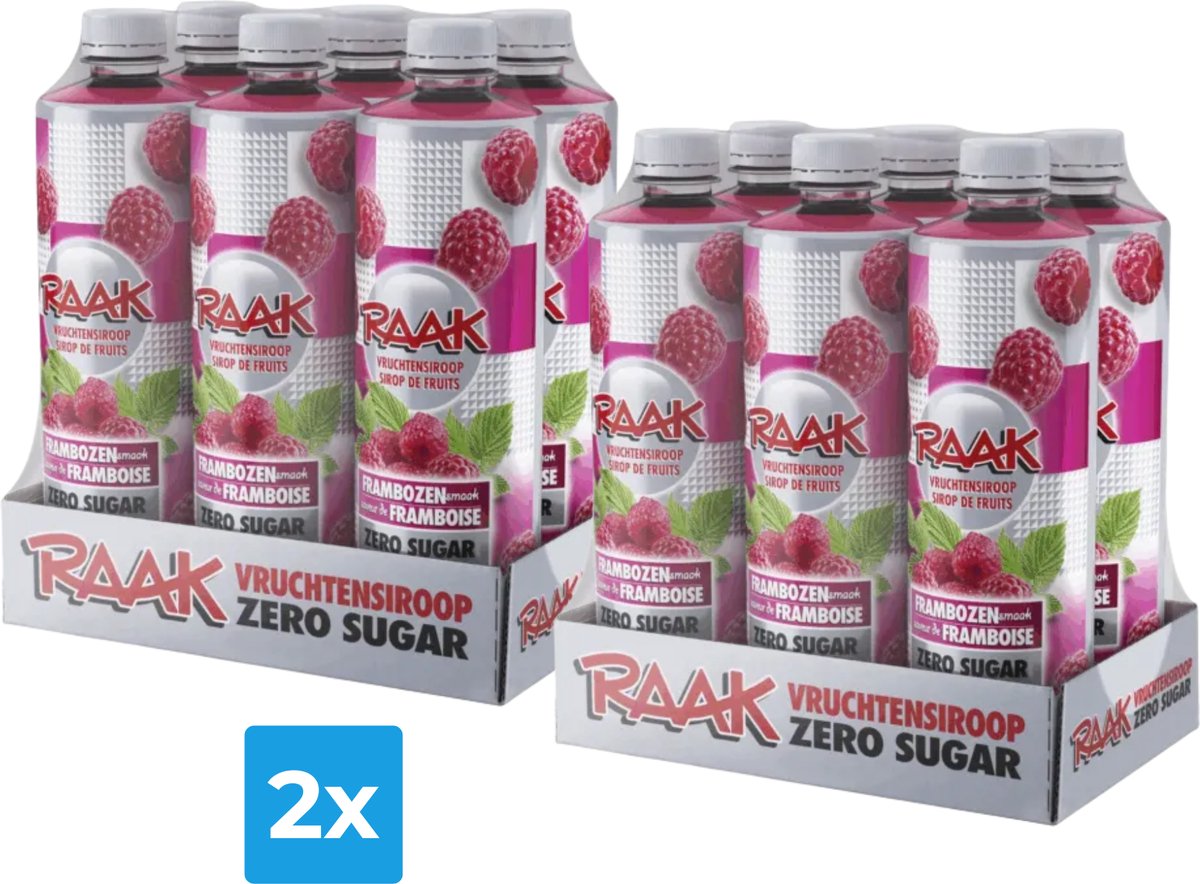 2x Raak Vruchtensiroop Framboos Zero Sugar (6x 750ml)