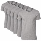 Trooxx - T-shirt - 6-Pack - Extra Lang – Grijs - Heren T-Shirts – Ronde Hals – 100% Katoen – Maat L