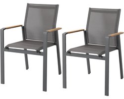 AXI Alva Aluminium Tuinstoelen Antraciet met Teakhouten Arml