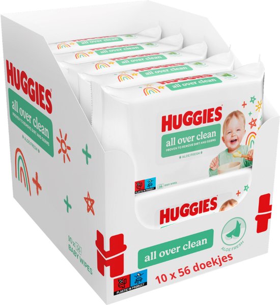 Huggies billendoekjes - All Over Clean - 10 x 56 - 560 billendoekjes - voordeelverpakking