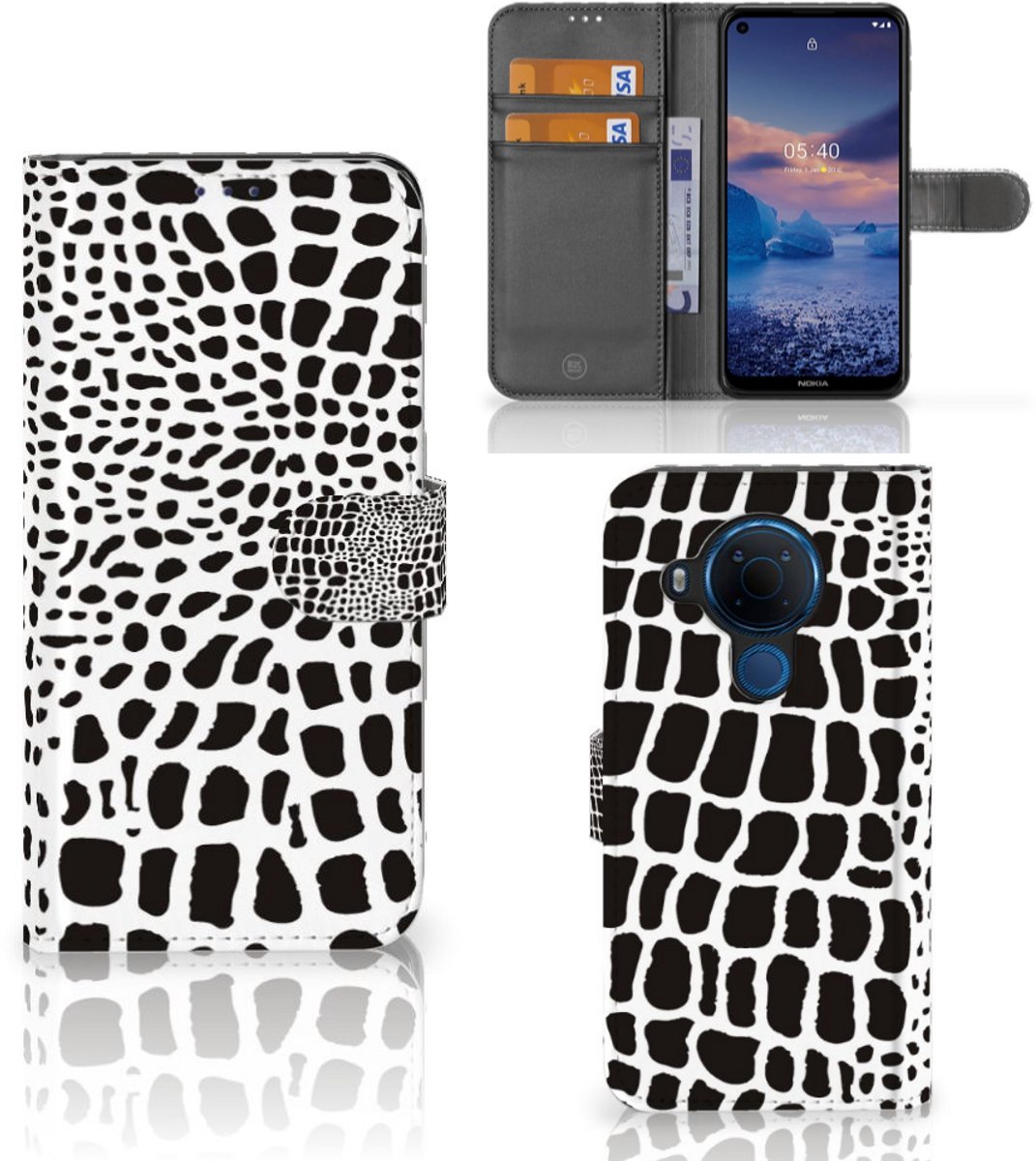 Nokia 5.4 Telefoonhoesje met Pasjes Slangenprint