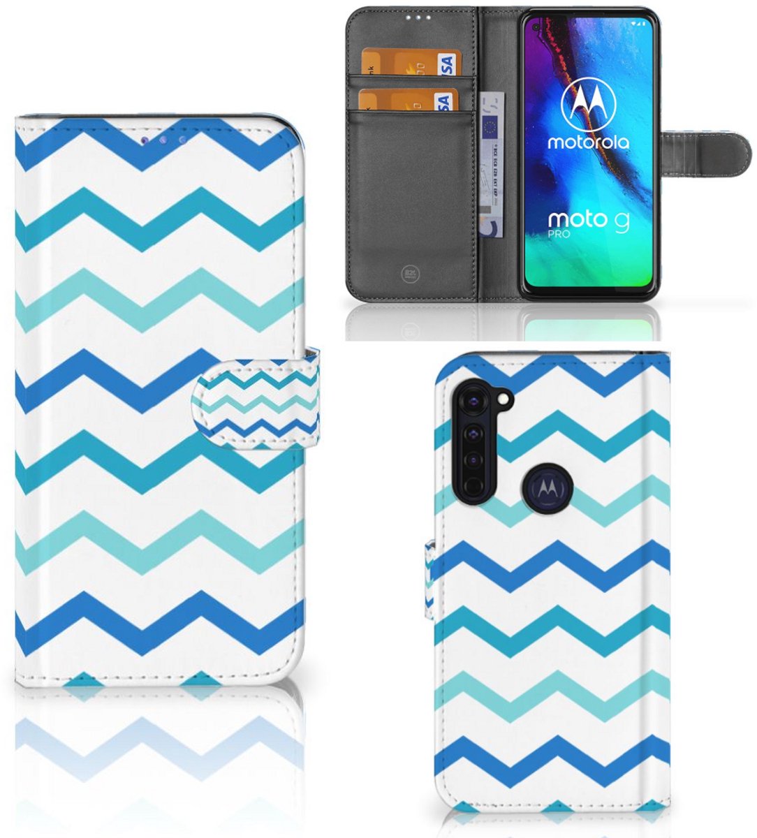 Motorola Moto G Pro Telefoon Hoesje Zigzag Blauw