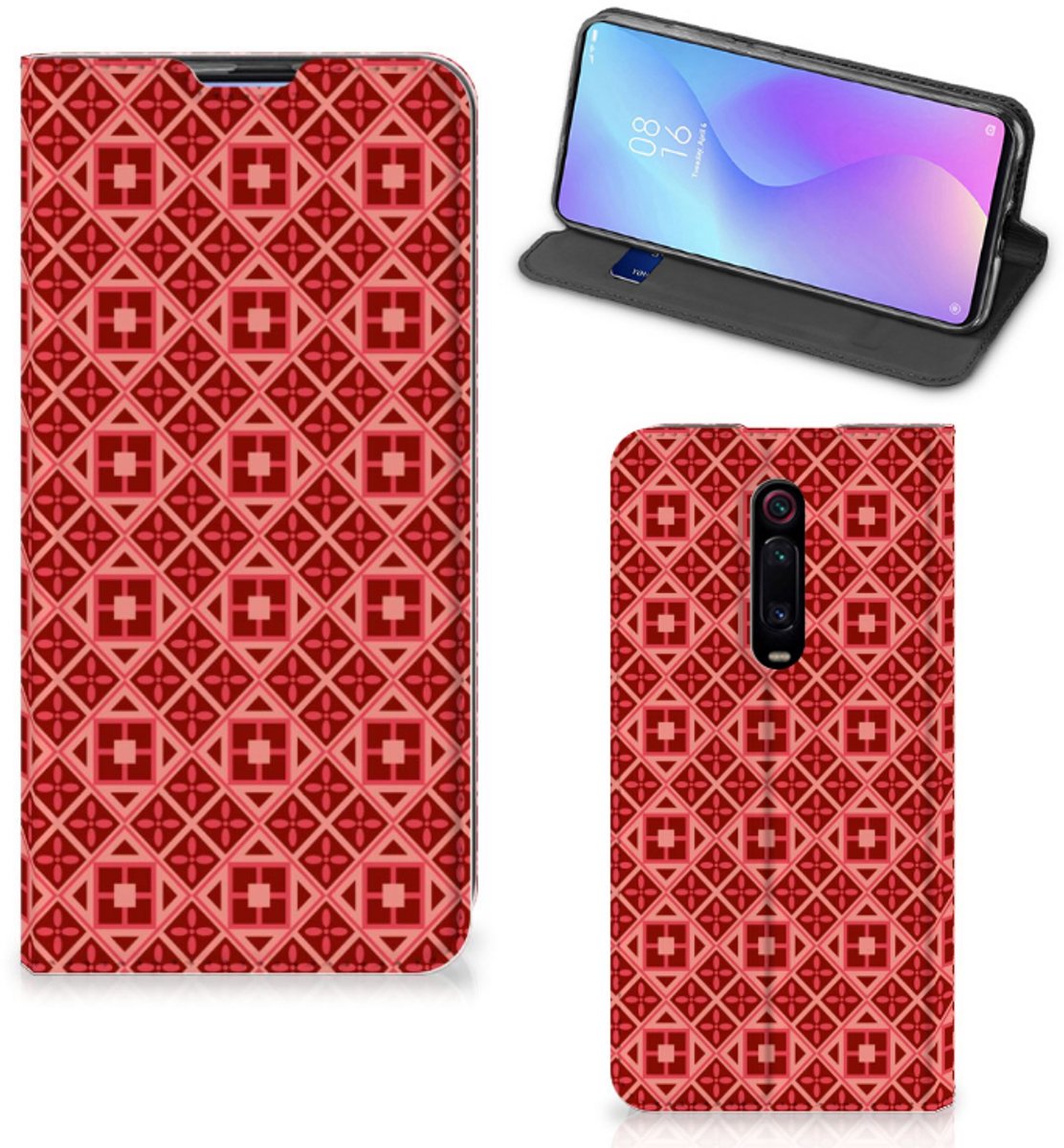Xiaomi Mi 9T Pro Hoesje met Magneet Batik Rood