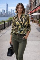 Blouse, groen, fantasieprint, maat M