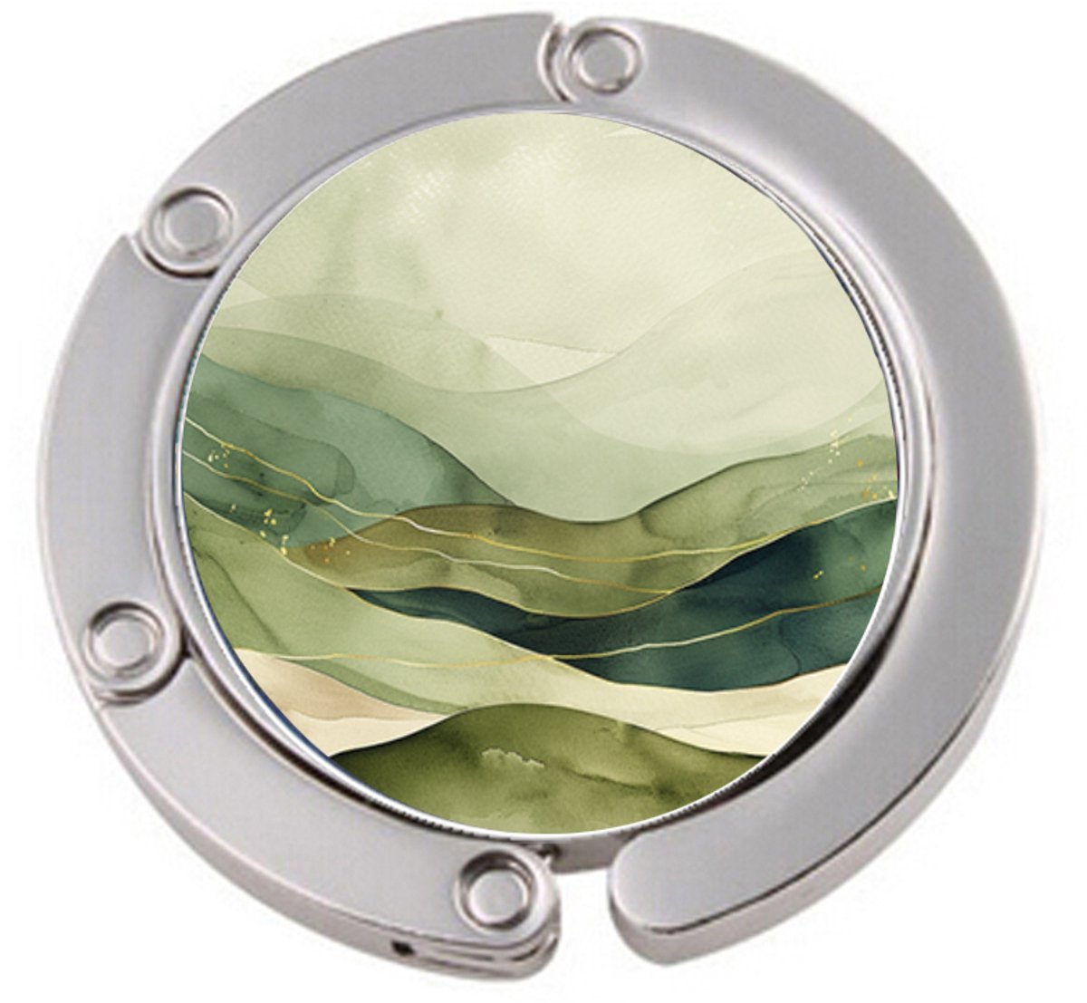 Mitear.nl Tassenhanger – Opvouwbare tashanger voor tafel – Abstract wave – Groen goud