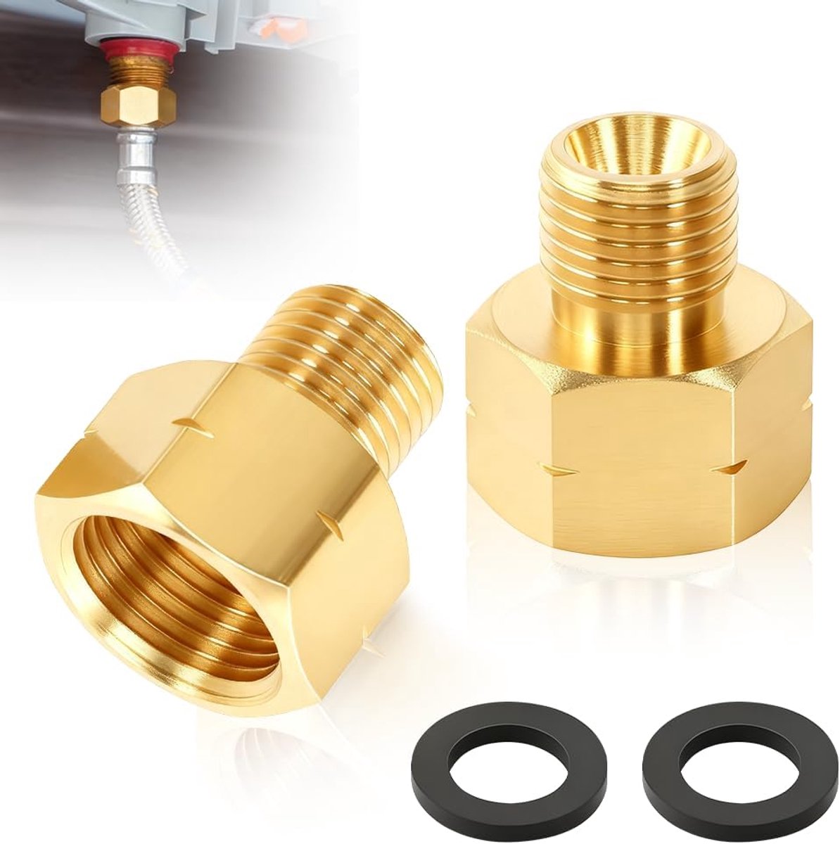 LPG Gasadapter 3/8 inch IG x 1/4 inch AG - 2 Stuks