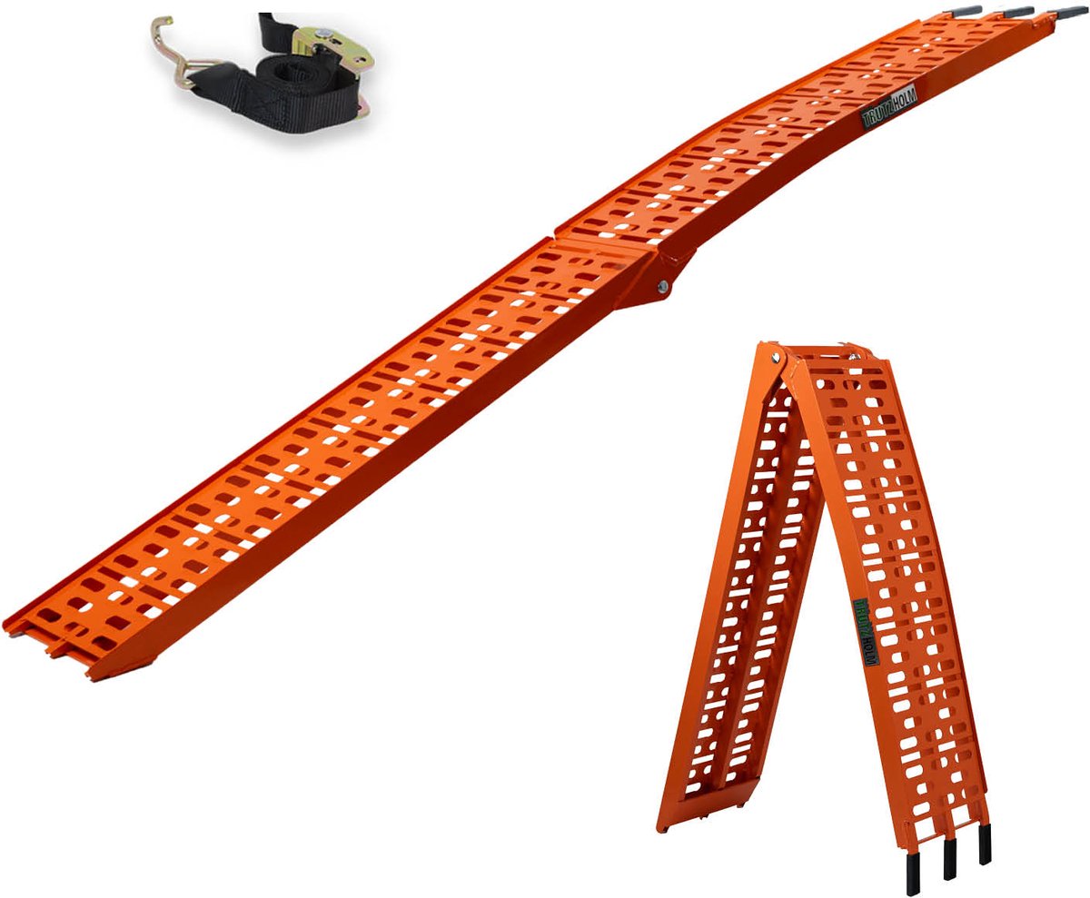 TRUTZHOLM - Oprijplaat - 228 cm - 340 kg - Opvouwbaar - Oranje - Antislip - Voor Motor & Scooter - Aluminium