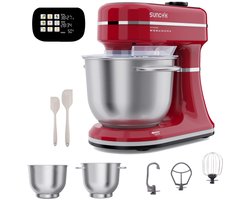 SUNCOK Keukenmixer, met twee roestvrijstalen mengkommen: 4,5 l en 5,5 l. Krachtige motor van 1500 W, geluidsniveau 59 dB. Blender, geschikt voor bakken en deeg kneden.