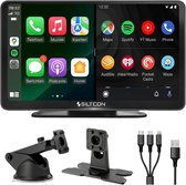 Siltcon® Geschikt voor CarPlay Scherm 7 Inch – Geschikt voor Android Auto Scherm – Draadloos - Navigatiesysteem Auto – Auto Scherm – Universeel – Met Touchscreen - Draadloos - Incl. Oplaadkabels Telefoon