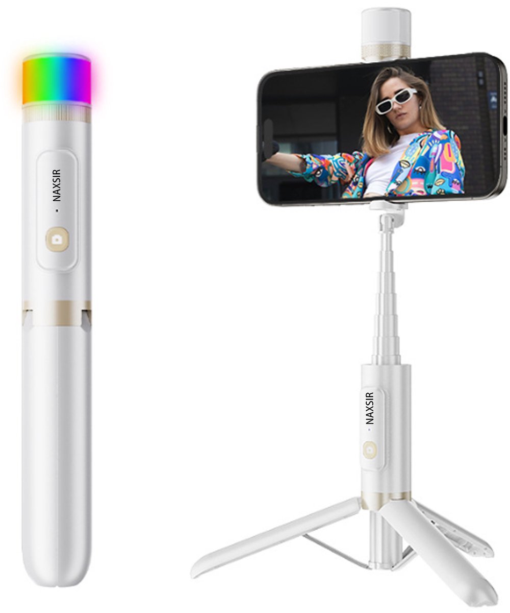 NAXSIR Magnetische Selfie Stick met Statief & Bluetooth Afstandsbediening - Handy & Draagbaar