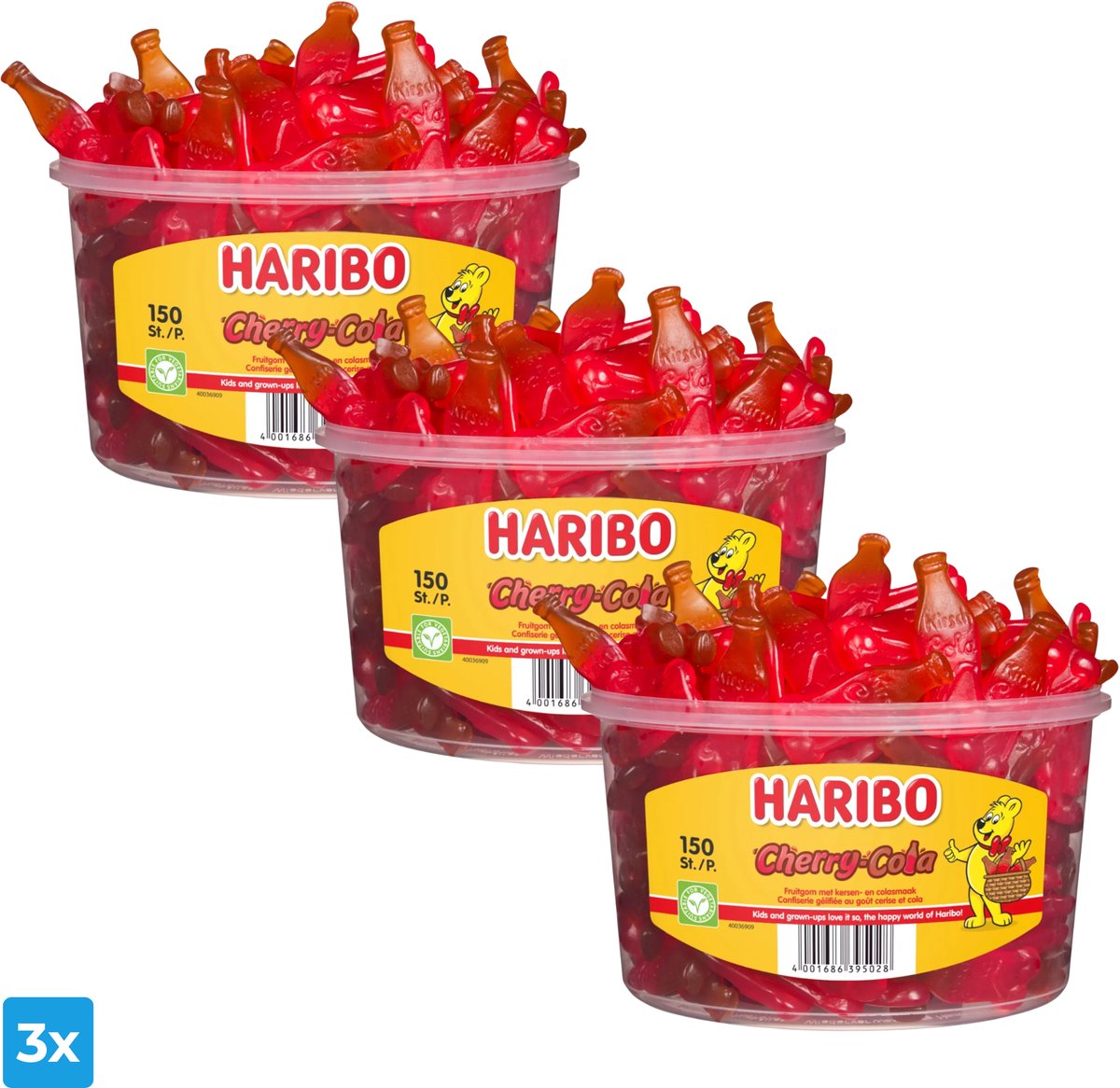 3x Haribo Kersen Cola (150 stuks)