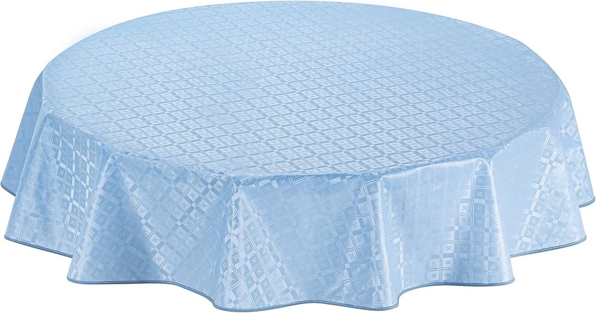 Rond PVC Tafelzeil 155cm - Afwasbaar en Beschermend in Blauw en Grijs