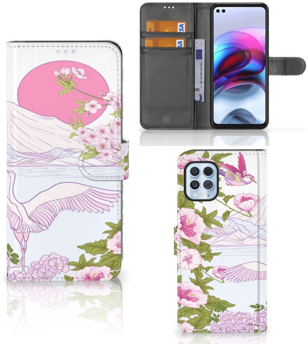 Motorola Moto G100 Telefoonhoesje met Pasjes Bird Standing