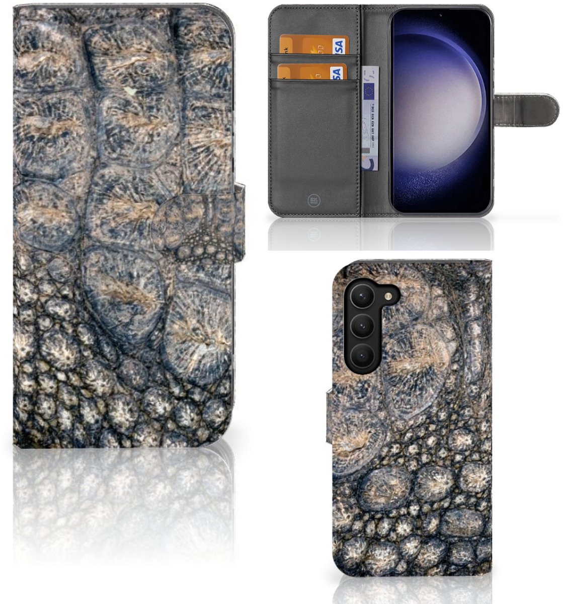 Samsung Galaxy S23 Plus Telefoonhoesje met Pasjes Krokodillenprint