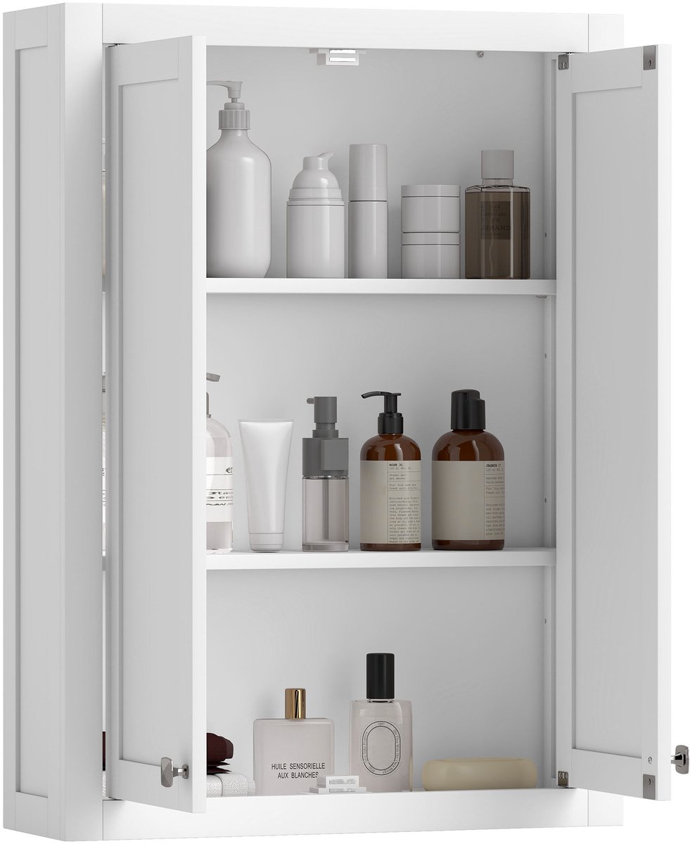 HOMCOM-Wandkast-MDF-61 x 20 x 84 cm-Wit