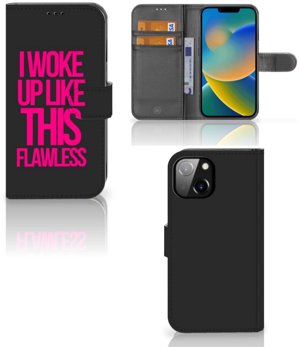 Apple iPhone 14 Hoesje met naam Woke Up - Origineel Cadeau Zelf Maken