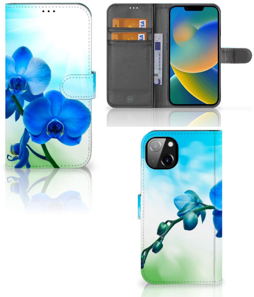 iPhone 14 Plus Hoesje Orchidee Blauw - Cadeau voor je Moeder