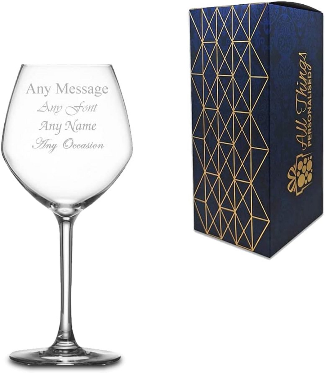 Gegraveerd Wijnglas Bordeaux/Cabernet - Gepersonaliseerd Cadeau in Luxe Geschenkdoos