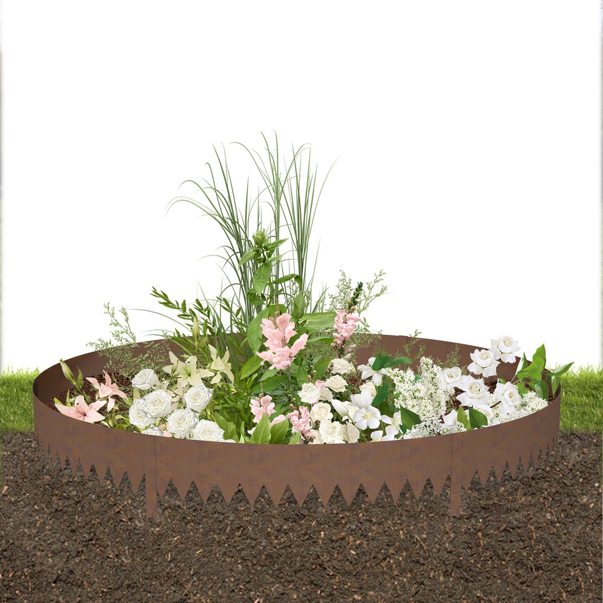 ACXIN Gazonrand - Metalen Bloembed Rand - Gegalvaniseerd en Roestbestendig - Flexibele Tuinrand voor Bloembed en Tuinpad - Roestkleur - 20x100 cm - 5 Stuks