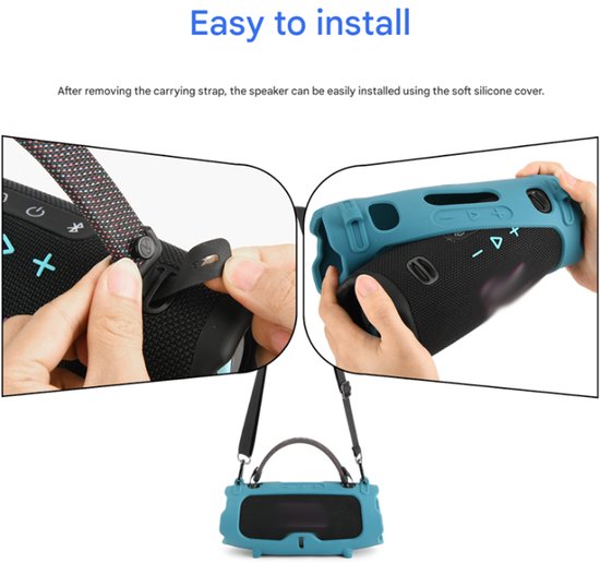 Siliconen beschermhoes geschikt voor JBL Charge 6 speakers, draagbare schoudertas/crossbody speakerhoes, zwarte verpakking. van Merkloos — afbeelding 2