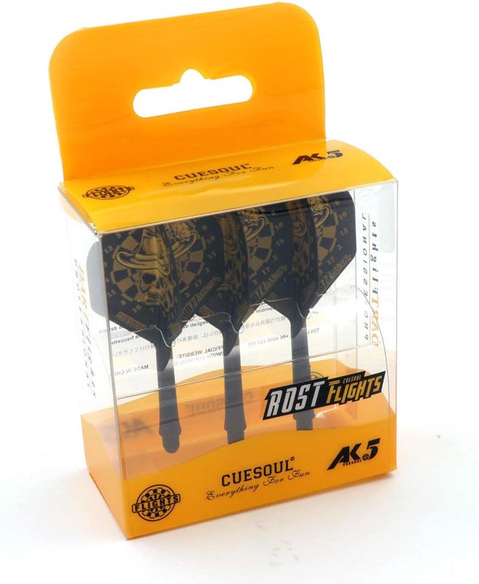 Dartflights Standaard Maat M Integrale Set Zwart Geel Dartbord Design