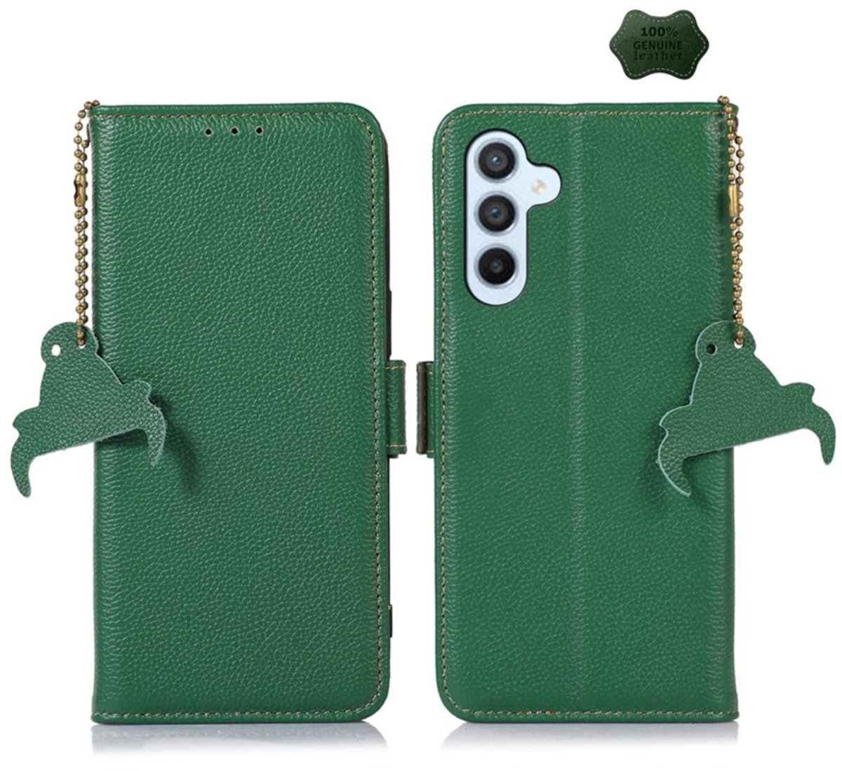 Lederen BoekCover Etui Hoes geschikt voor Samsung Galaxy S26 - Groen - V1