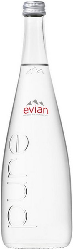 Evian Natuurlijk Mineraalwater â€“ Glazen Fles 75 cl â€“ Tray 12 Flessen â€“ Premium Tafelwater