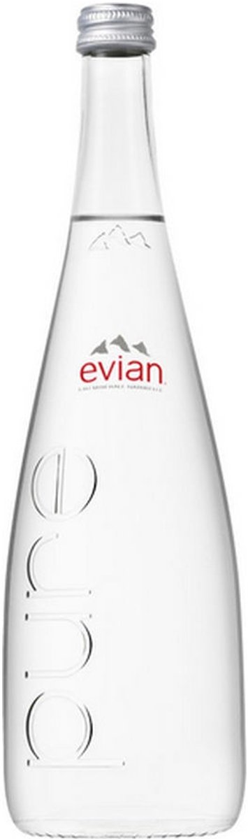 Evian Natuurlijk Mineraalwater â€“ Glazen Fles 75 cl â€“ Tray 12 Flessen â€“ Premium Tafelwater