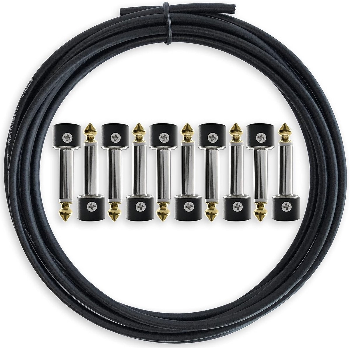 Solderloze Pedaalkabelset met 10 Connectoren - 3m Kabel voor Gitaar Effectpedalen