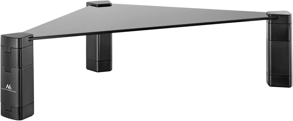 Ergonomische Hoogteverstelbare Monitorstandaard van Geharde Glas voor Laptop en Monitor - Driehoekig Design - Tot 20kg Draagkracht