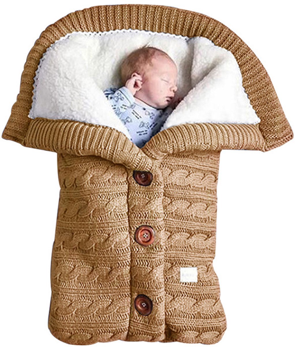 Gebreide Winter Slaapzak Voor Kinderwagen - Dikke Warmte Voor Baby's (0-24 Maanden) - Multifunctionele Inbakerdeken En Deken - Zacht Voor Jongens En Meisjes