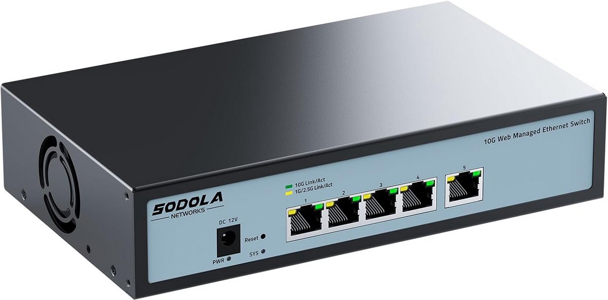 5-poorts 10 Gbit Easy Web Managed Switch - 10 Gb Switch met LACP, QoS, VLAN & IGMP voor optimaal netwerkbeheer