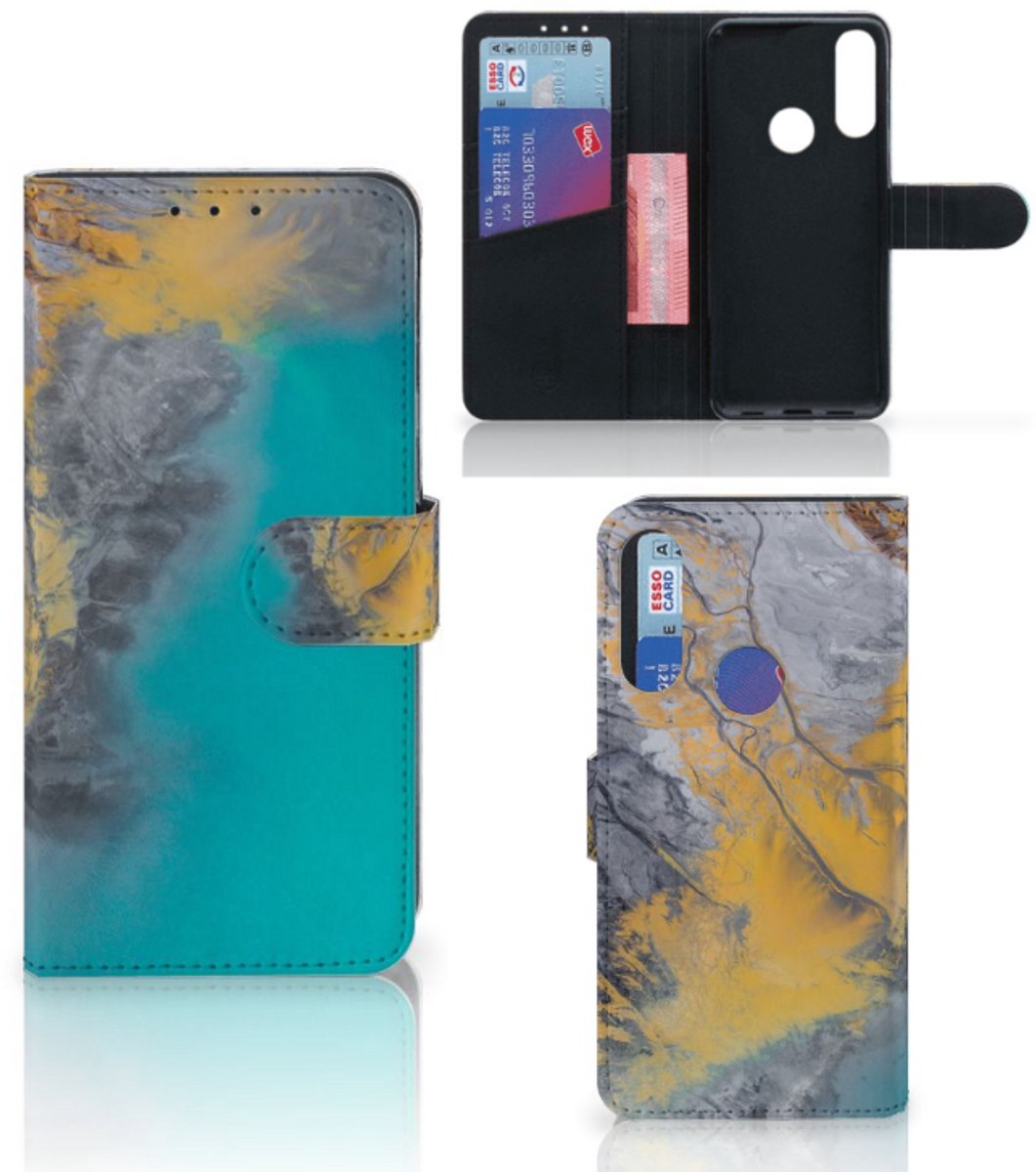 Alcatel 1S 2020 Bookcase Marble Blue Gold