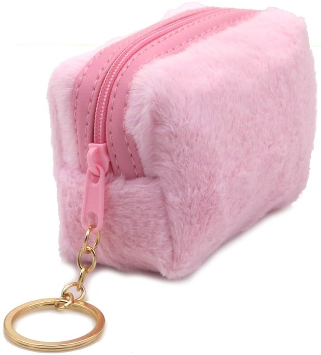 She Life Style - Pluizige sleutelhanger tasje - Roze