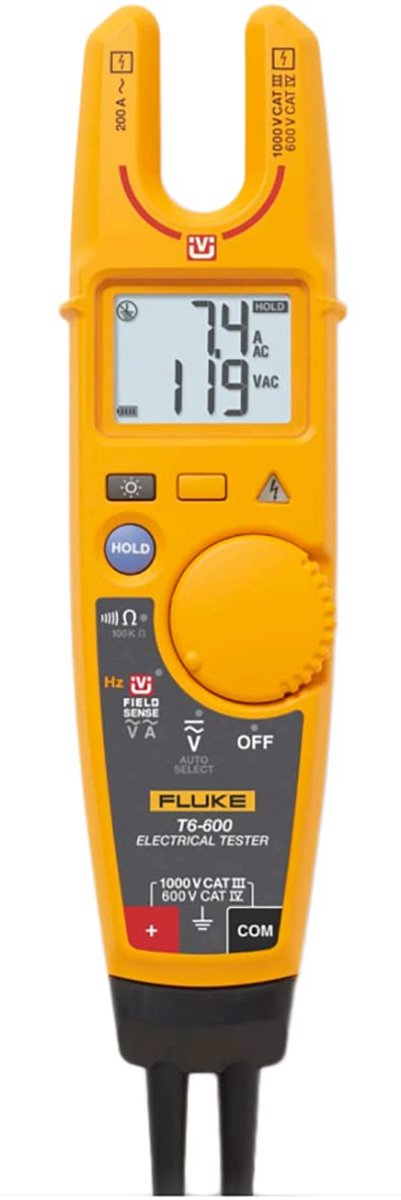 Elektrische Spannings- en Stroomtester met FieldSense-technologie tot 600V