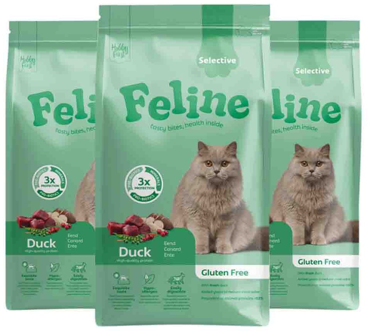 HobbyFirst Feline HobbyFirst Feline Kattenvoer Droog Sensitive Selective - 3 x 1,5 kg - Voordeelverpakking