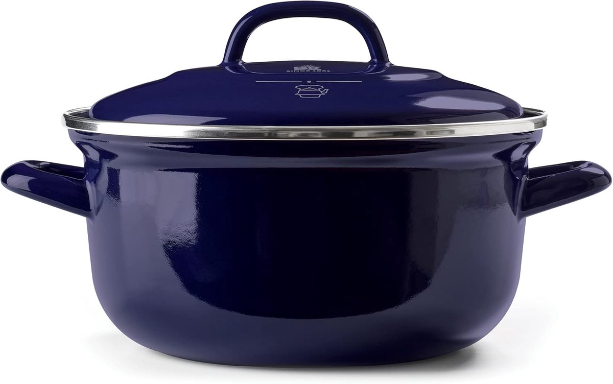 Ronde Emaille Heksenpot met Deksel 26 cm - 5.2 Liter - Inductie en Ovenbestendig