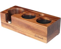 Tamperstation 58 mm voor espresso koffiezetapparaat - barista-accessoires van walnoot hout