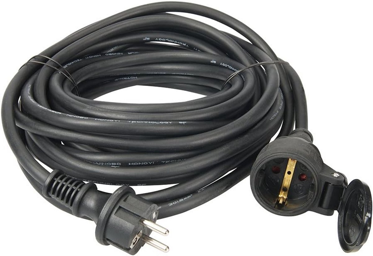 Verlengsnoer 10 meter Rubber IP44 Schuko voor Buiten en Binnen