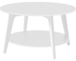 VASAGLE ronde salontafel, woonkamertafel 2 niveaus, salontafel voor woonkamer, 80 cm d, 45 cm H, eenvoudig te monteren, sneeuwwit LCT243W14