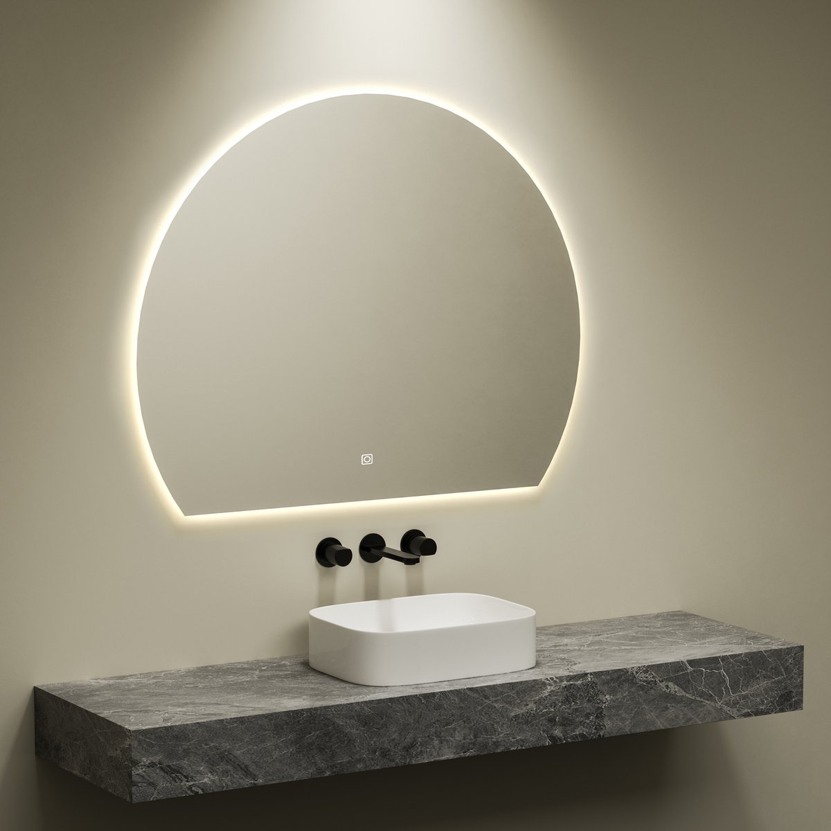 KAYvit Luna | Badkamer Spiegel Half Rond 140 Cm Met LED Verlichting – 3 Kleuren