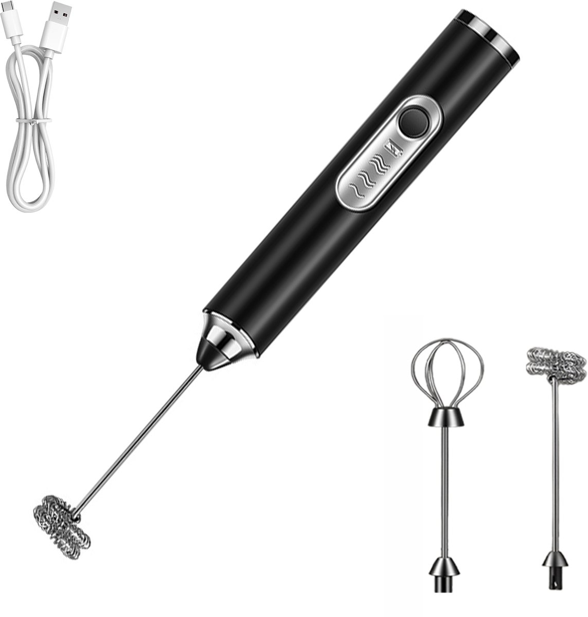 Elektrische Melkopschuimer met 3 Standen-Melkopklopper Handmatig-Melkopschuimer-Matcha Klopper-Koffieschuimer-Schuimklopper-Eiwitklopper-Mini Mixer- USB A Oplaadbaar