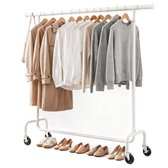 Kledingrek op Wieltjes - Stalen Kledingstang - 130 kg - Wit - Bodo