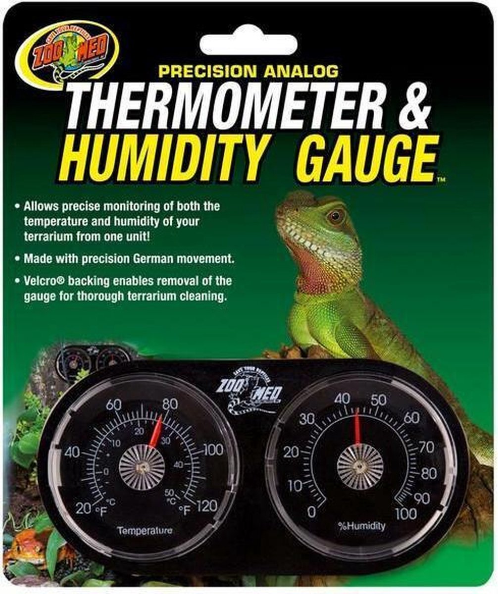 Precision Analog Thermometer & Humidity Gauge ZooMed