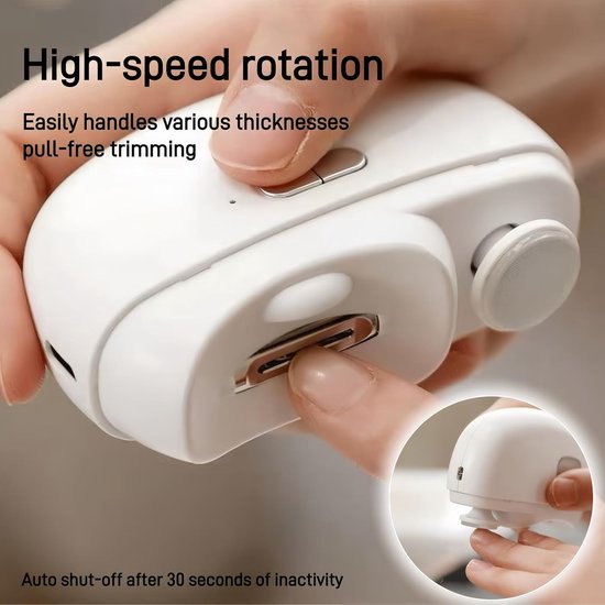 Automatische Elektrische Nagelknipper - Volledig Automatische Baby en Senioren Nageltrimmer - Handzaam Ontwerp voor Manicure en Nagelverzorging - Geschikt voor Thuis en Reizen - Wit — afbeelding 4