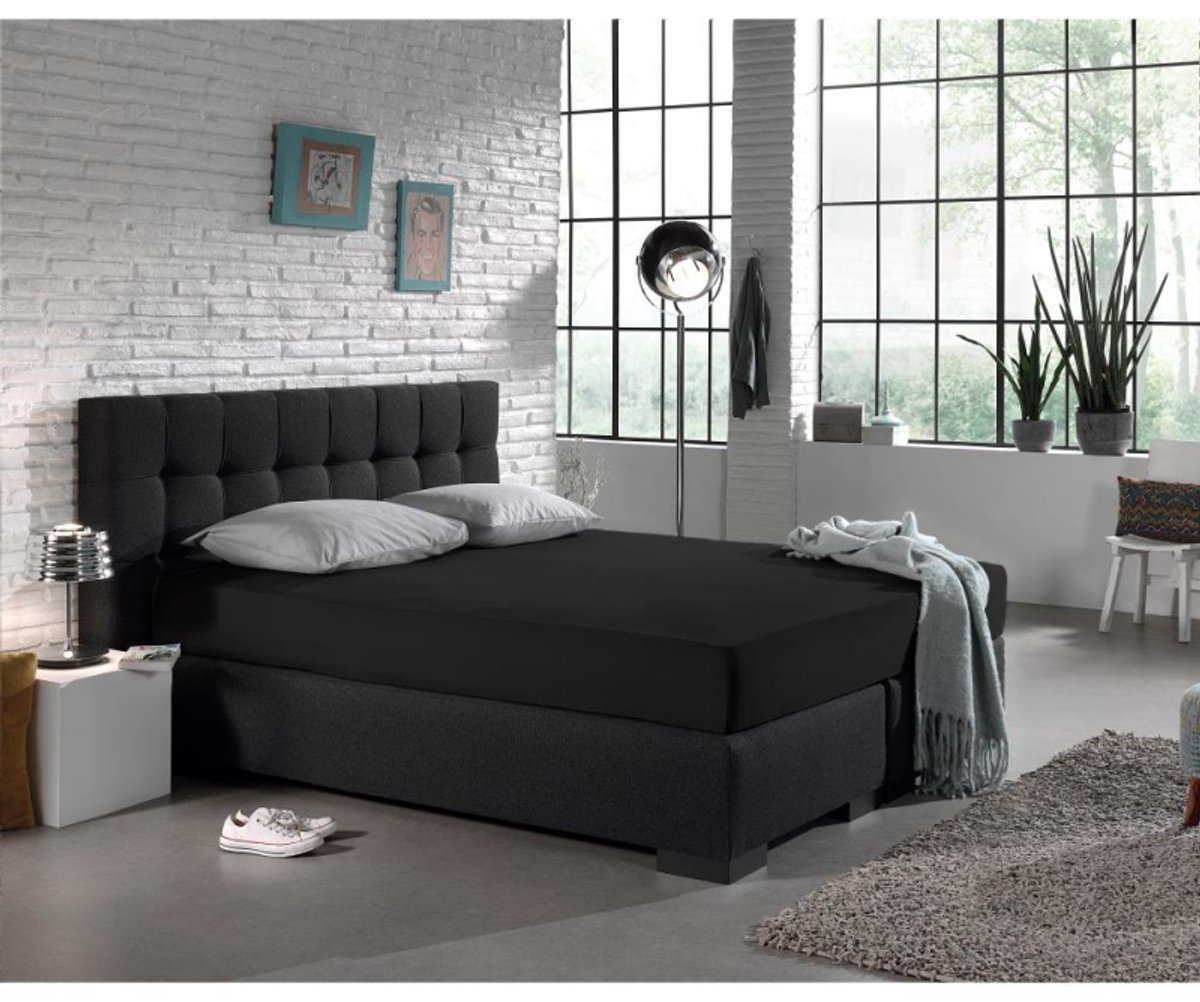 Hoeslaken Jersey 200x220 Zwart