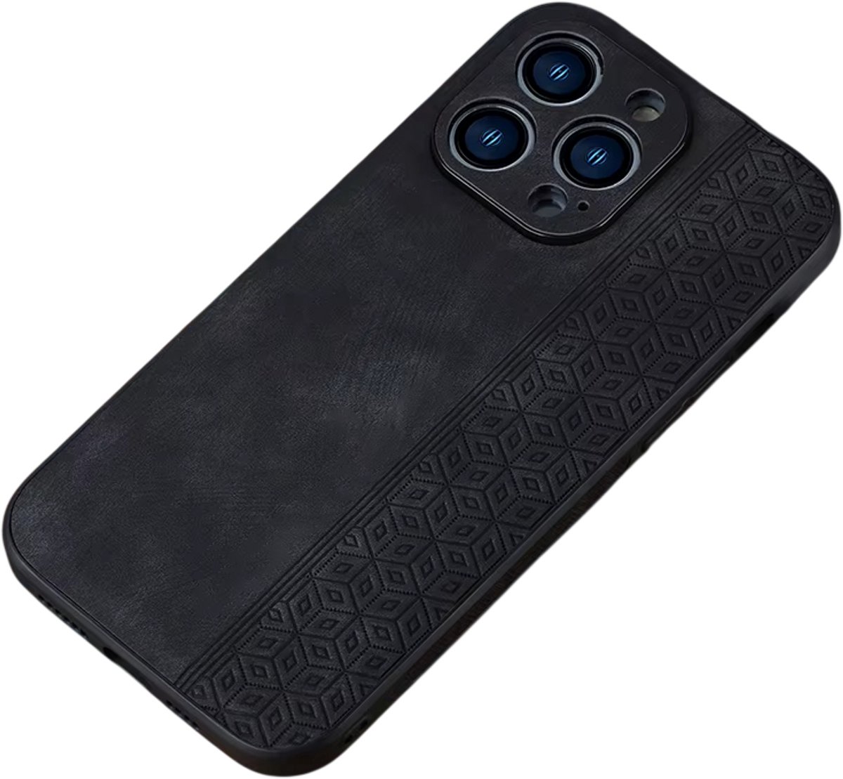 Leren Telefoonhoesje – Geschikt voor iPhone 17, Schokabsorberend Smartphone Hoes, Luxe Business Case, Volledige Bescherming - Zwart
